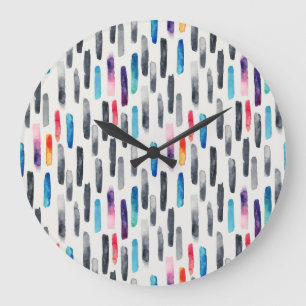 Pinselstriche in Aquarellfarben, farbenfrohe, naht Große Wanduhr