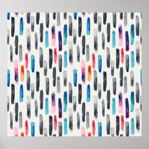 Pinselstriche in Aquarellfarben, farbenfrohe, naht Poster