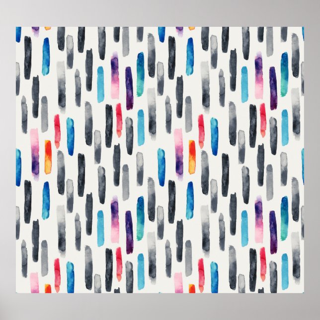 Pinselstriche in Aquarellfarben, farbenfrohe, naht Poster (Vorne)