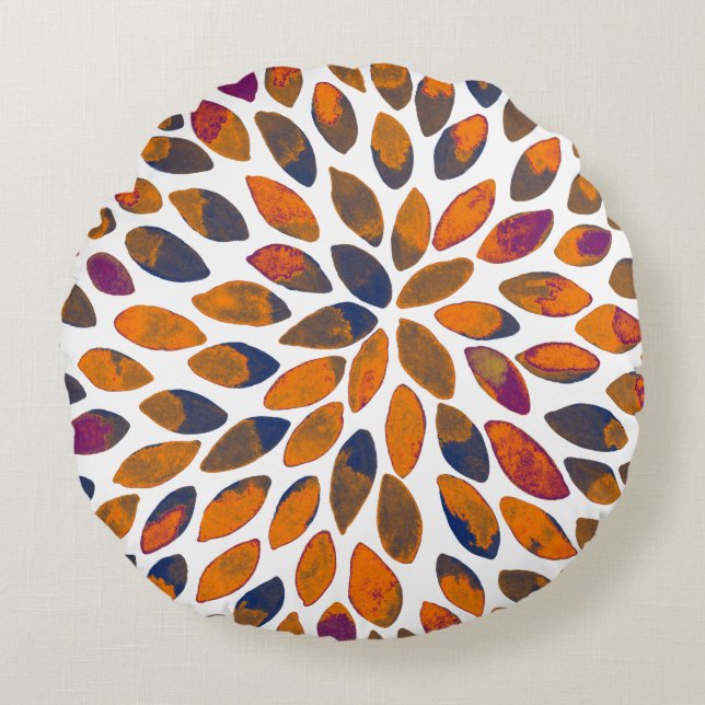 Pinselstriche in Aquarellfarben - Rosteffekt Rundes Kissen (Vorderseite)