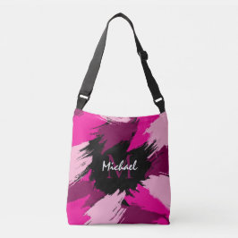 Pinselstriche in heißen rosa Farbtönen mit Monogra Tragetaschen Mit Langen Trägern