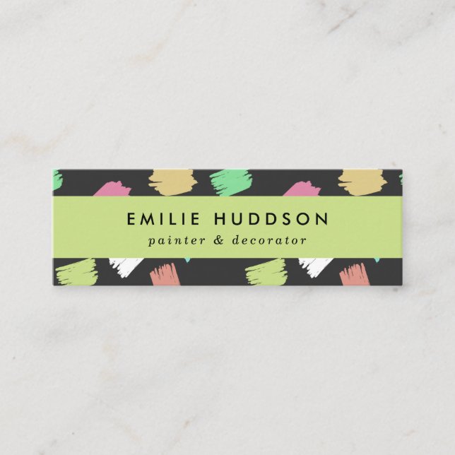 Pinselstriche, Maler, Malerei, Dekorator Mini Visitenkarte (Vorderseite)