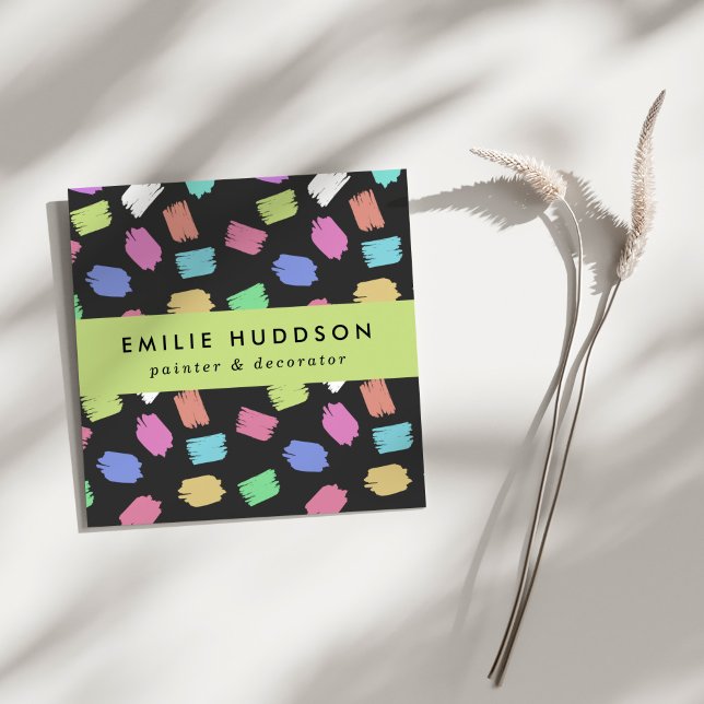 Pinselstriche, Maler, Malerei, Dekorator Quadratische Visitenkarte (Von Creator hochgeladen)