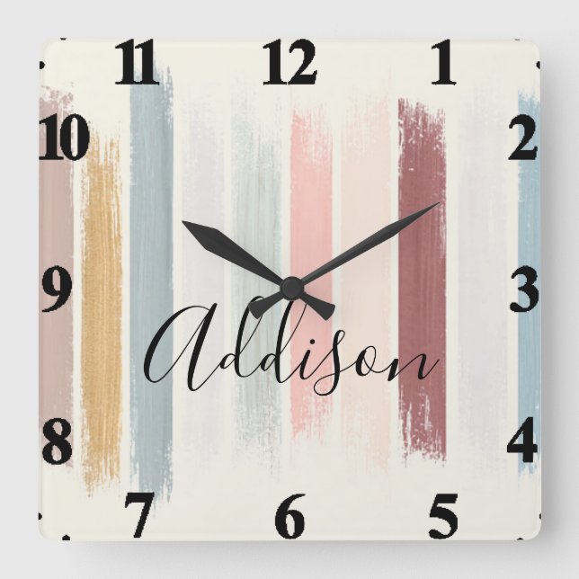 Pinselstriche personalisiert  quadratische wanduhr (Vorderseite)