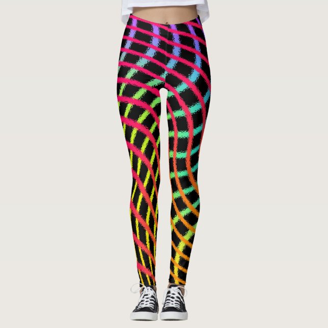 Pinselstriche Raster Art Leggings (Vorderseite)