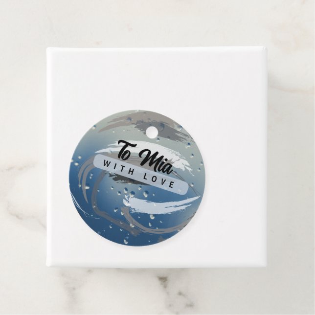 Pinselstriche, schwarz, weiß und grau mit Raindrop Geschenkanhänger (Beispiel)