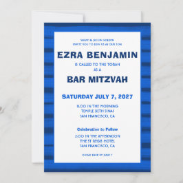 Pinselstriche Streifen Blue Custom Bar Bat Mitzvah Einladung