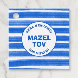 Pinselstriche Streifen Blue Custom Bar Bat Mitzvah Geschenkanhänger