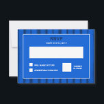 Pinselstriche Streifen Blue Custom Bar Bat Mitzvah RSVP Karte<br><div class="desc">Perfekte RSVP-Karte, um mit der passenden Einladung für eine Fledermausmitzvah, Bar mitzvah oder andere jüdische Feier! Handgemachte abstrakte Kunst mit lockeren Pinselstrichen für Sie auf der Vorder- und Rückseite! Vollständig anpassbar! Klicken Sie auf "Personalisieren" oben, um den Text zu bearbeiten. Klicken Sie auf "Bearbeiten mit dem Design-Tool", um die Schriftart,...</div>