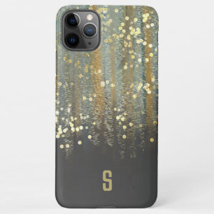 Pinselstriche und Konfetti-Punkte mit Goldmonogram iPhone 11Pro Max Hülle