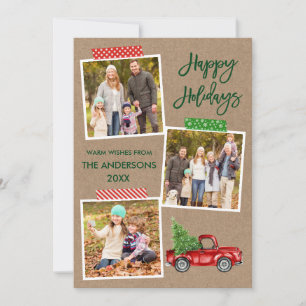 Pinselstriche Vintag Red Truck Kraft Feiertagskarte