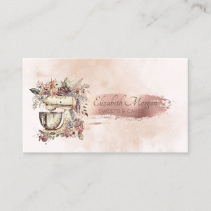 Pinselstriche Vintage Handwerkzeuge Blumenmischung Visitenkarte