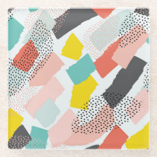 Pinselstriche: Vintages Muster. Glasuntersetzer