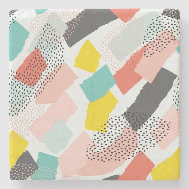 Pinselstriche: Vintages Muster. Steinuntersetzer (Vorderseite)