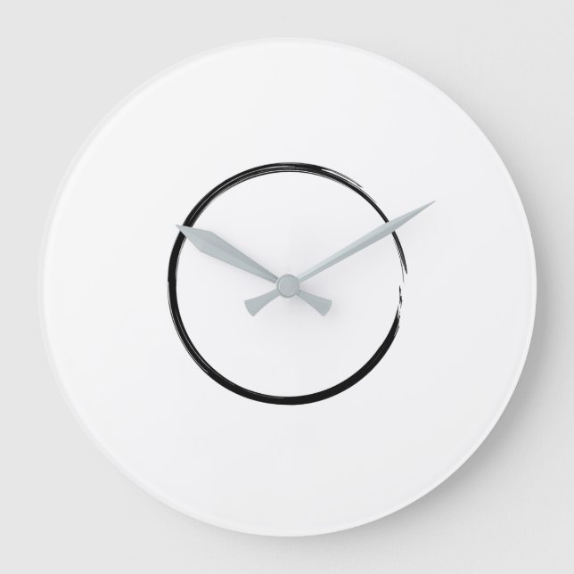 Pinselstriche, Zen-Kreis, Minimalist Große Wanduhr (Vorderseite)