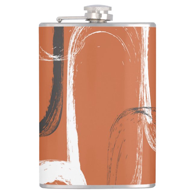 Pinseltextur: Nahtloser orangefarbener Hintergrund Flachmann (Vorderseite)