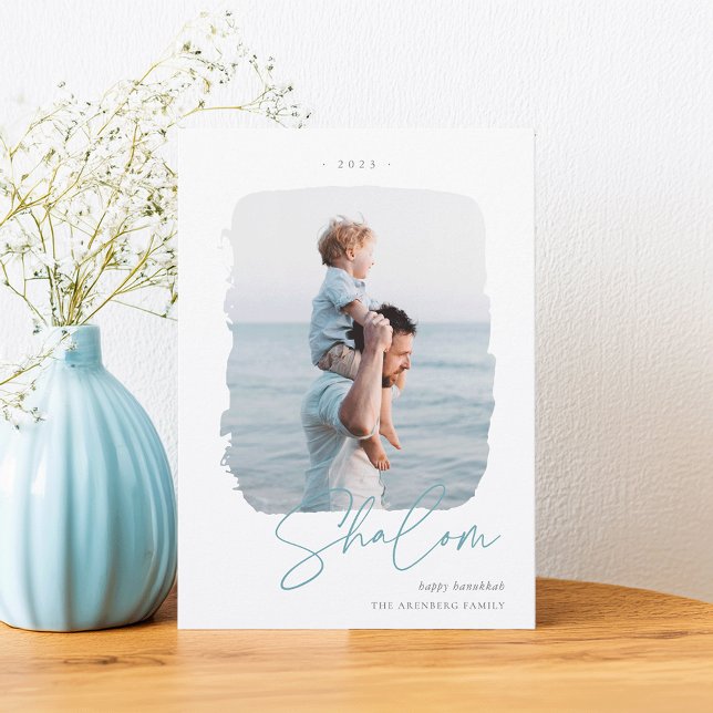 Pinselunterschrift | Hanukkah-Foto Feiertagskarte (Von Creator hochgeladen)