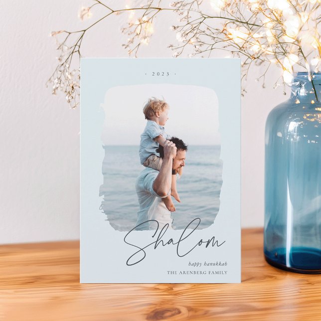 Pinselunterschrift | Hanukkah-Foto Feiertagskarte (Von Creator hochgeladen)
