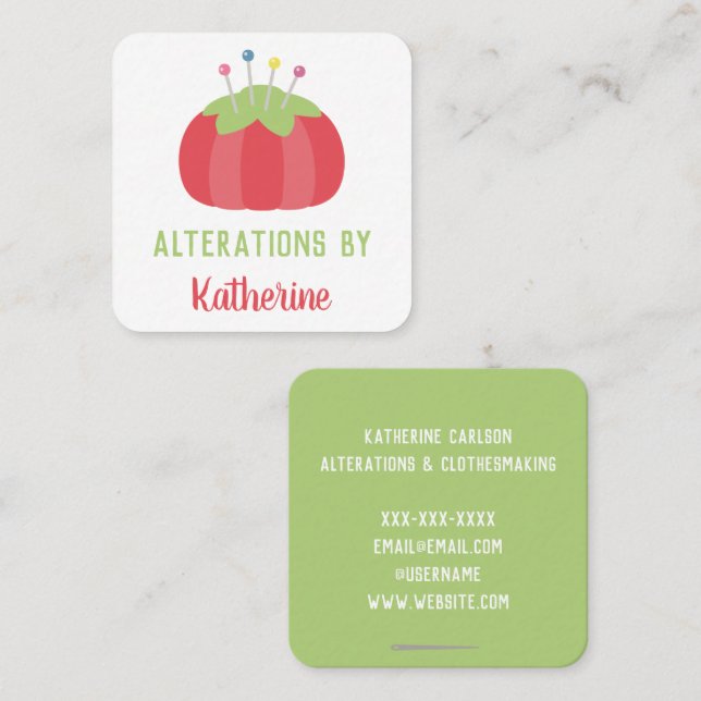 Pinselveränderungen von Dressmakern handgemacht Quadratische Visitenkarte (Vorne/Hinten)