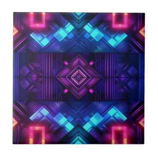 Pinselverknüpfte blaue geometrische Keramik Fliese