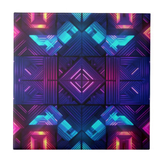 Pinselverknüpfte blaue geometrische Keramik Fliese