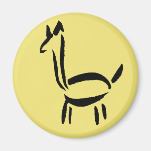 Pinselzeichnung Lama Alpaka Pferd Tier Magnet