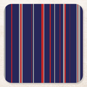 Pinstreifen, rot, Marine, grau Rechteckiger Pappuntersetzer