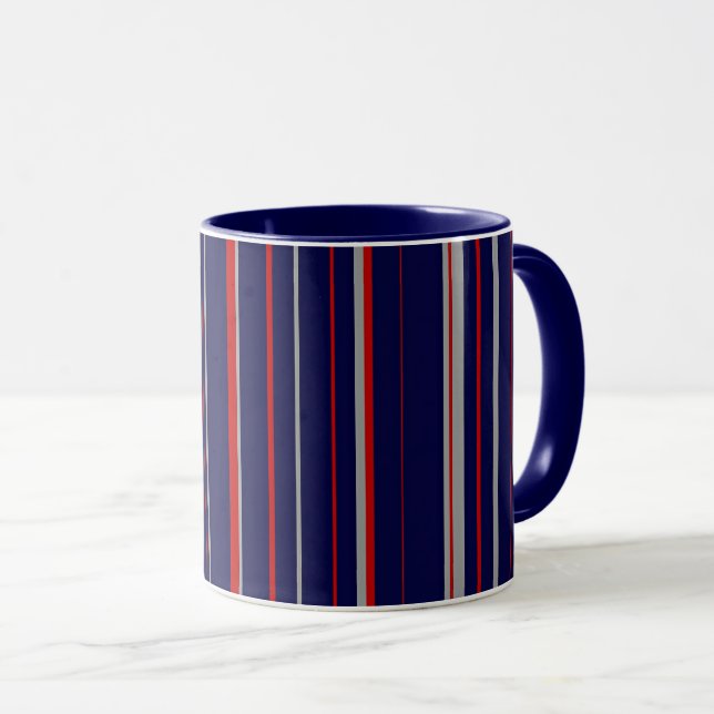 Pinstreifen, rot, Marine, grau Tasse (VorderseiteRechts)
