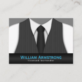 Pinstriche Anzug Krawatte Grosser Barkeeper Visite Visitenkarte