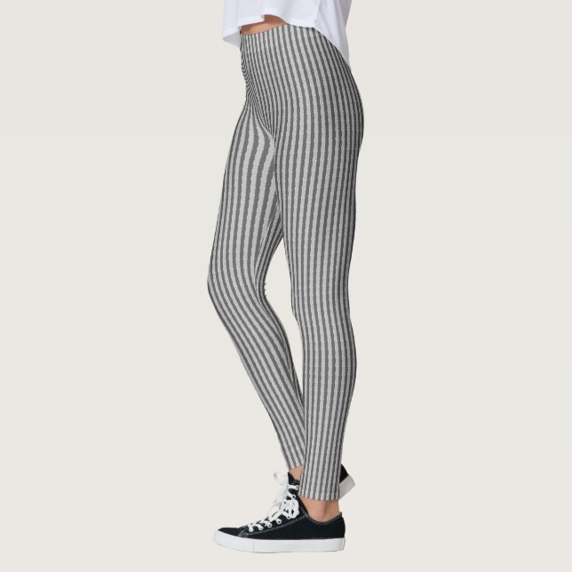 "PINSTRIIPED" Extravagante schwarze Yogapflanzen L Leggings (Links)