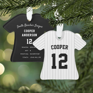Pinstripe Baseball Jersey Player Stats Ornament