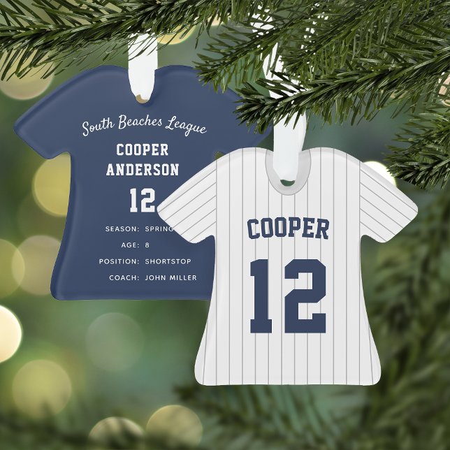 Pinstripe Baseball Jersey Player Stats Ornament (Von Creator hochgeladen)
