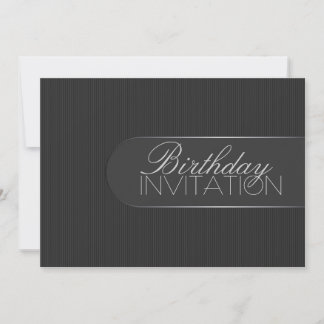 Pinstripe Black Silver Geburtstagsparty Einladung