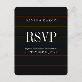Pinstripe Pride Colors UAWG Gay Wedding RSVP Karte
