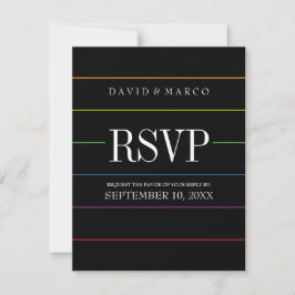 Pinstripe Pride Colors UAWG Gay Wedding RSVP Karte