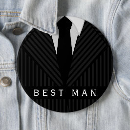 Pinstripe Suit Bachelor Party Best Man Round Pin Button