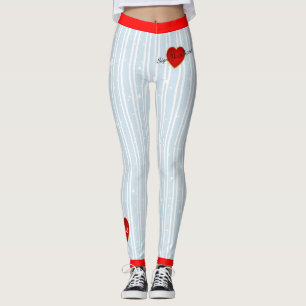 Pinstriped Sign Your Name Heart Blue(custom) Leggings