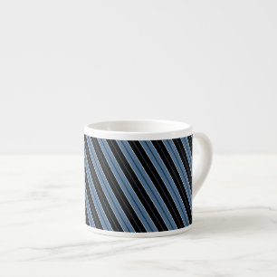 Pinstripes blau Schwarz-weiße Diagonalstreifen Espressotasse