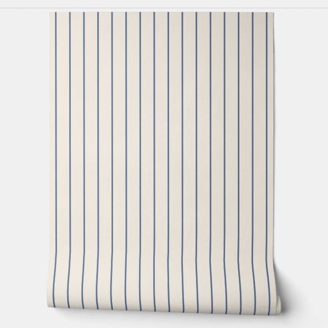 Pinstripes Blue on Ecru Seamless Pattern Tapete (Abrollen)