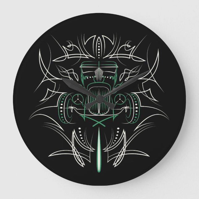 Pinstriping Hot Rod Große Wanduhr (Vorderseite)