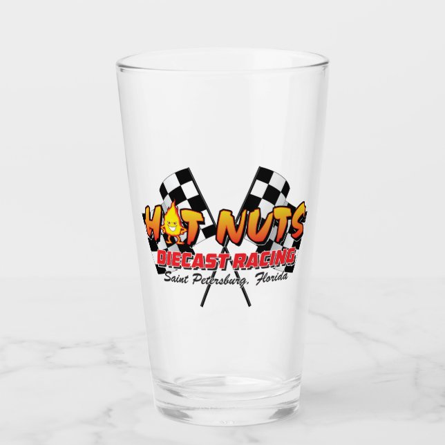 Pint-Glas "Hot Nuts Diecast Race" Glas (Vorderseite)