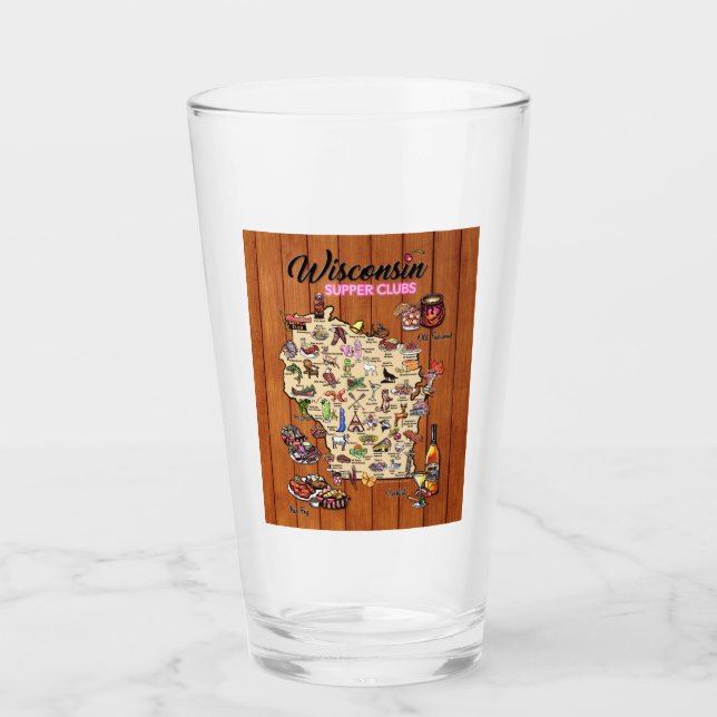Pint Glass - Wisconsin Supper Club Karte Glas (Vorderseite)