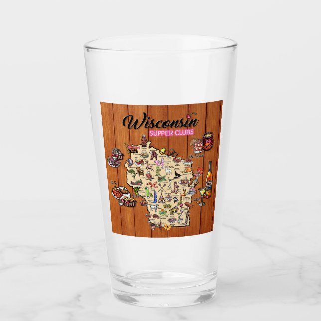 Pint Glass - Wisconsin Supper Club Karte Glas (Vorderseite)