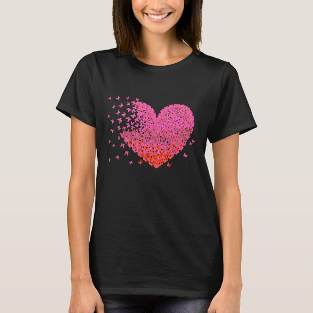 Pint Heart Butterflies Herzhemd T-Shirt (Vorderseite)