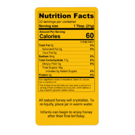 Pint Honey Jar Nutrition Facts Gold