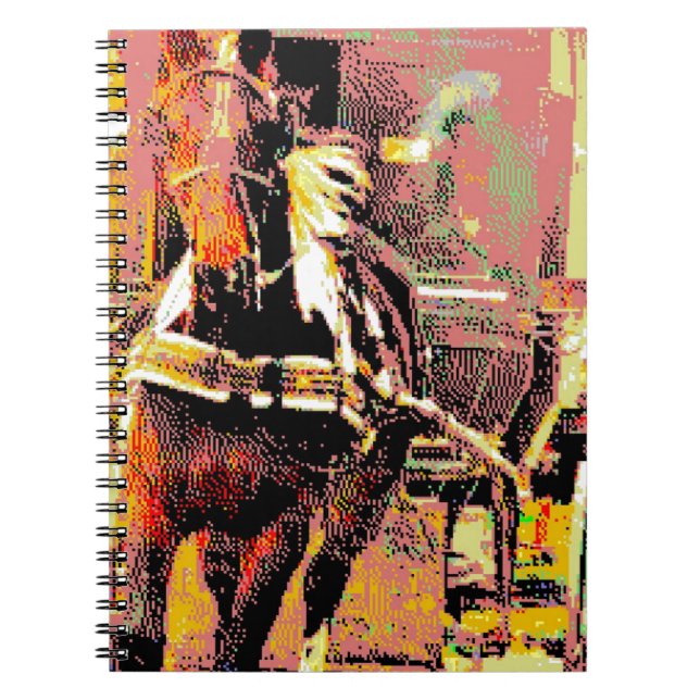Pinto Amish Horse 8-Bit Art Notizblock (Vorderseite)