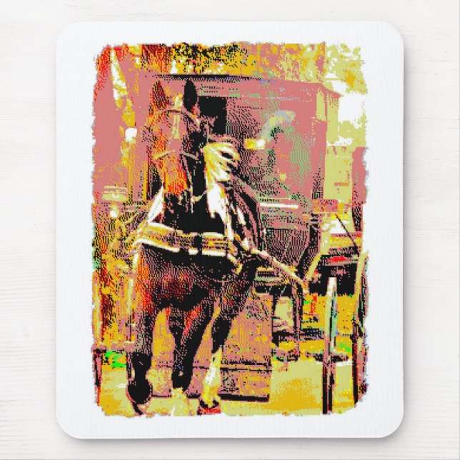 Pinto Amish Pferd 8-Bit Kunst Mousepad (Vorne)