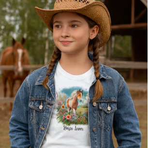 Pinto-Fohlen Mädchen Pferdeliebhaber T-Shirt