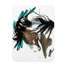 Pinto Horse Feathers by Bihrle Magnet
