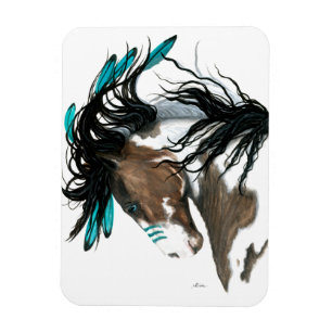 Pinto Horse Feathers by Bihrle Magnet